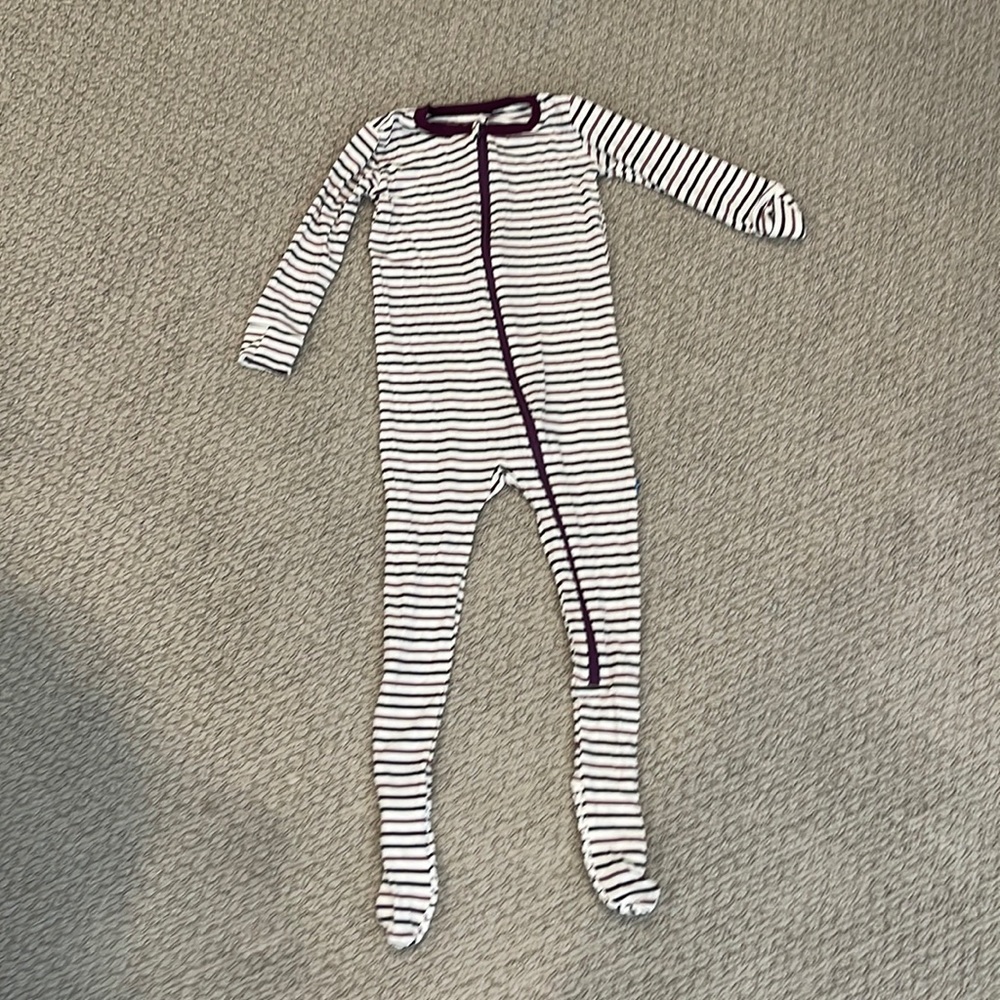 Kickee Pants purple striped zipper footed onesie. NWOT. Size 2T
